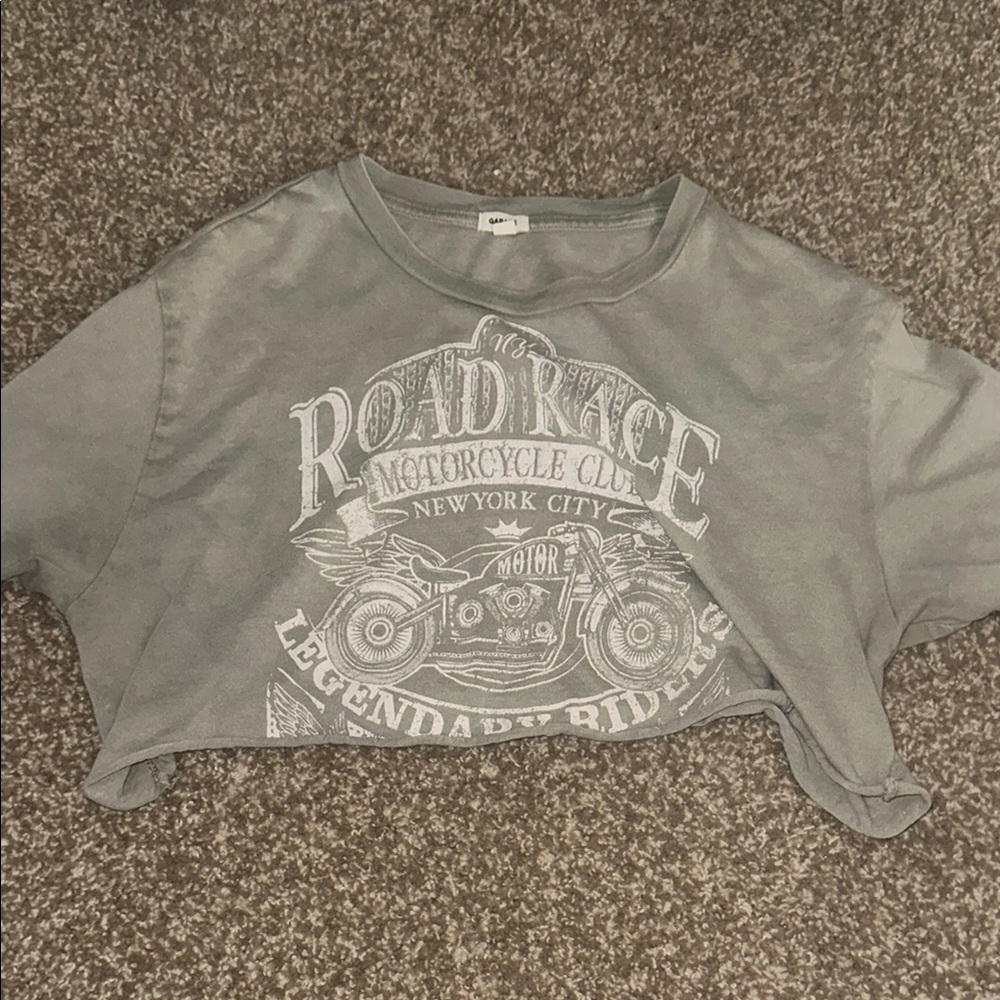 Garage Gray Crop Top with Graphic Design